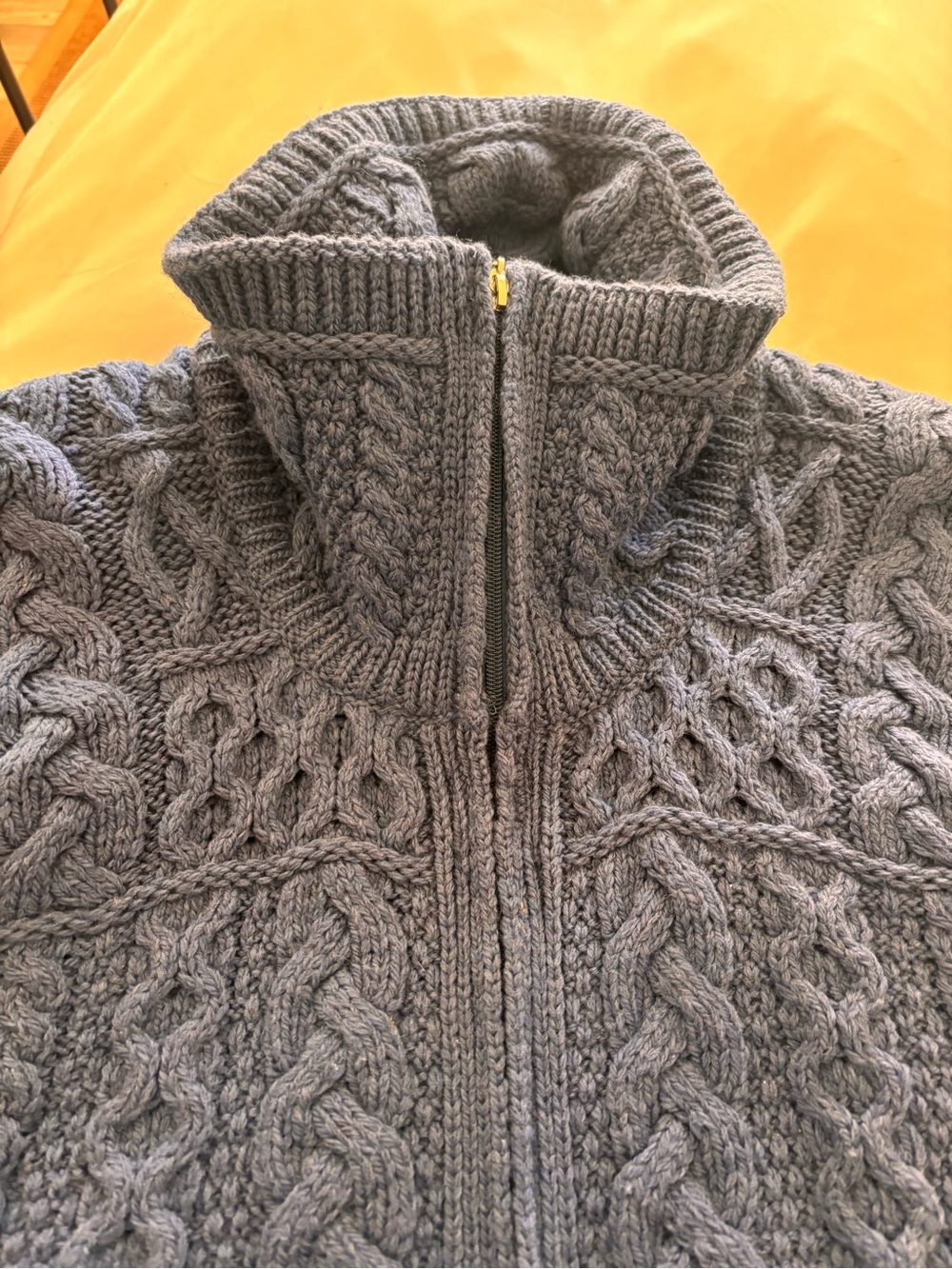 Aran Crafts Irish Knit Sweater - Blue - XS - zip w/high neck. WARM - Picture 5 of 8